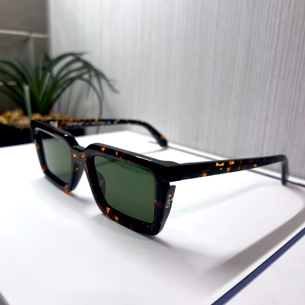 Off-White Tucson Havana Rectangular Frame Sunglas… - image 1